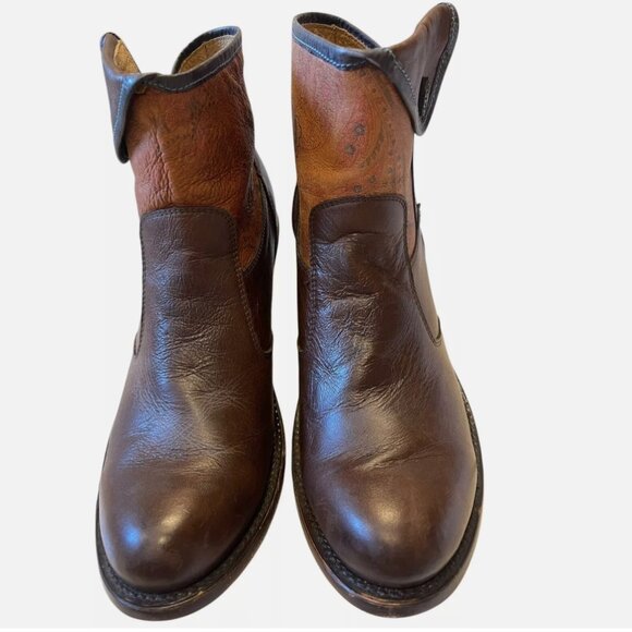 JB Dillon Leather Paisley Floral Shortie Ankle Side Zip Boot Women’s 9B - Picture 4 of 14